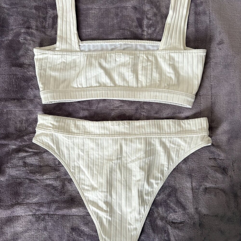 Billabong Cream Ribbed Bikini Set M - Picture 6 of 13